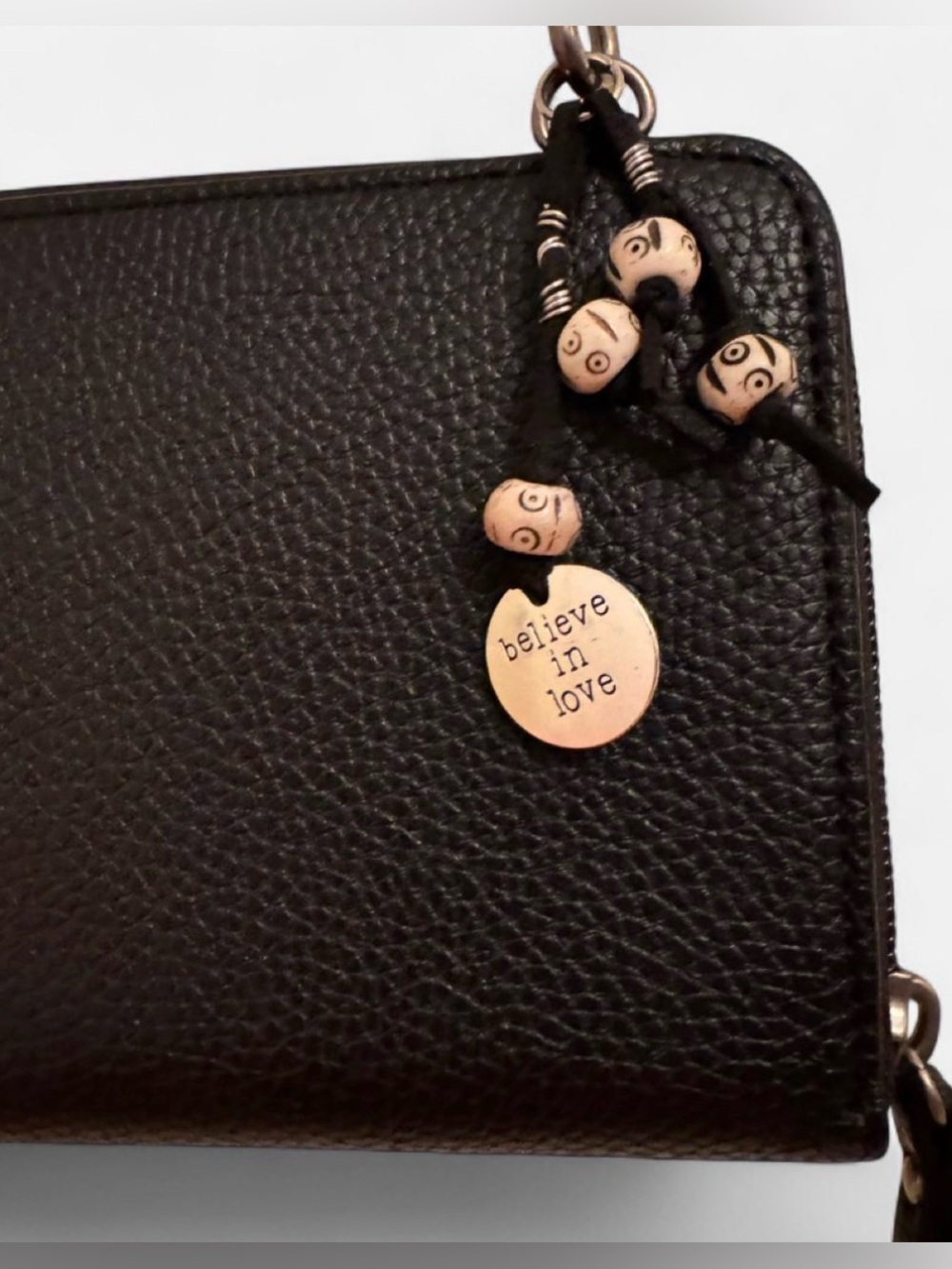 The Sak Black Leather Crossbody w/Beaded “Believe in Love” pendant 💗 - Picture 2 of 10